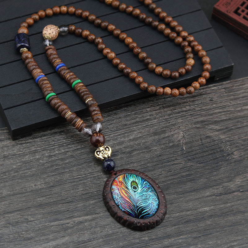 Tibetan Wenge Wood Bodhi Seed Agate Elephant Protection Necklace Pendant (Extra 40% Off | USE CODE: FS40)