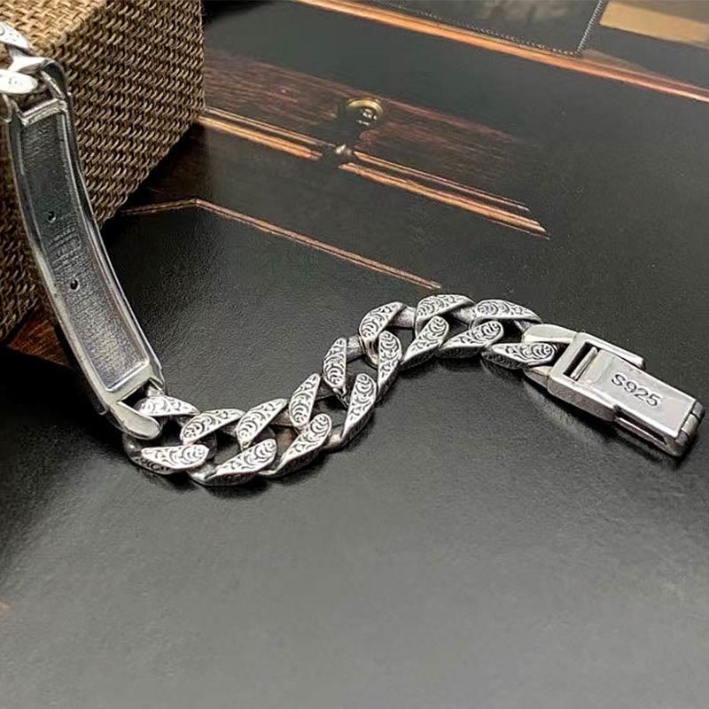 Tiger Tang Dynasty Flower Design Copper Luck Chain Bracelet