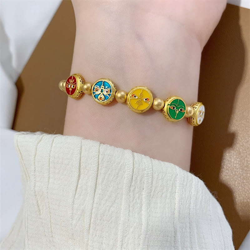 Tibetan Five Deities Gold & Copper Beaded Abundance Bracelet