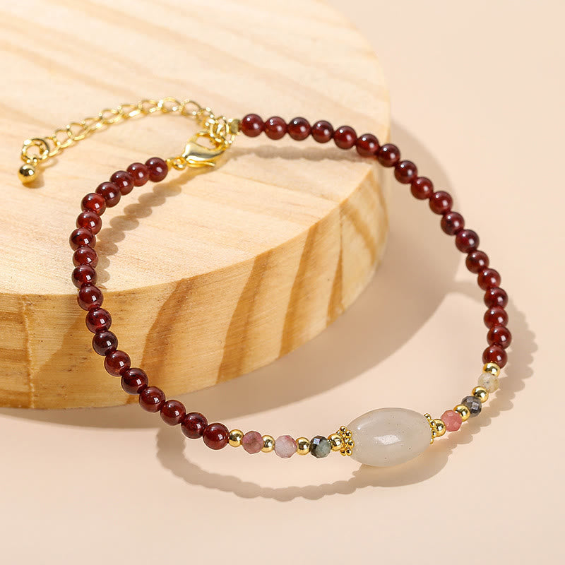 Garnet Jade Tourmaline Bead Passion Bracelet