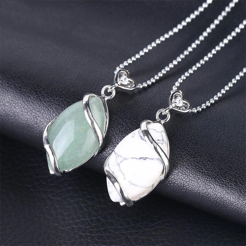 Marquise Pattern Natural Crystal Stone Charm Necklace Pendant (Extra 35% Off | USE CODE: FS35)