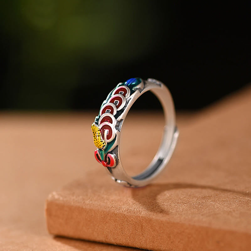 Feng Shui Five Emperor Coins Wealth Ring