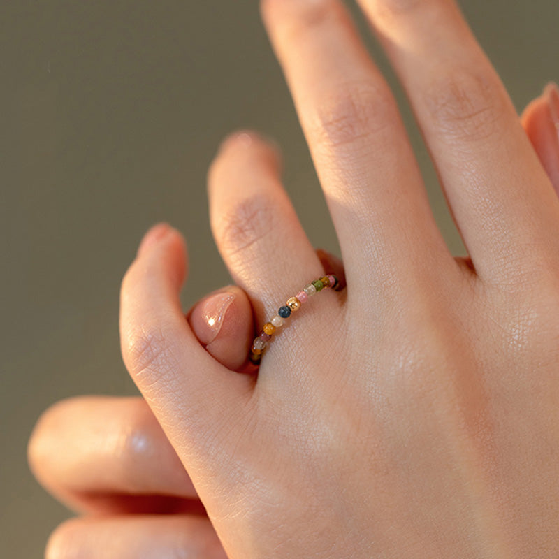 Natural Tourmaline Gold-Plated Ring for Uplifting Energy Resonance