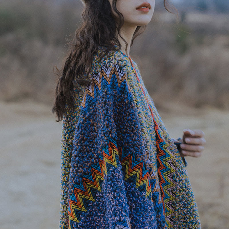 Tibetan Shawl Soft Warm Knitting Cloak Winter Tibetan Tassel Scarf