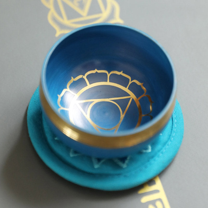 Tibetan Sound Bowl Handcrafted for Chakra Healing and Mindfulness Meditation Singing Bowl Set