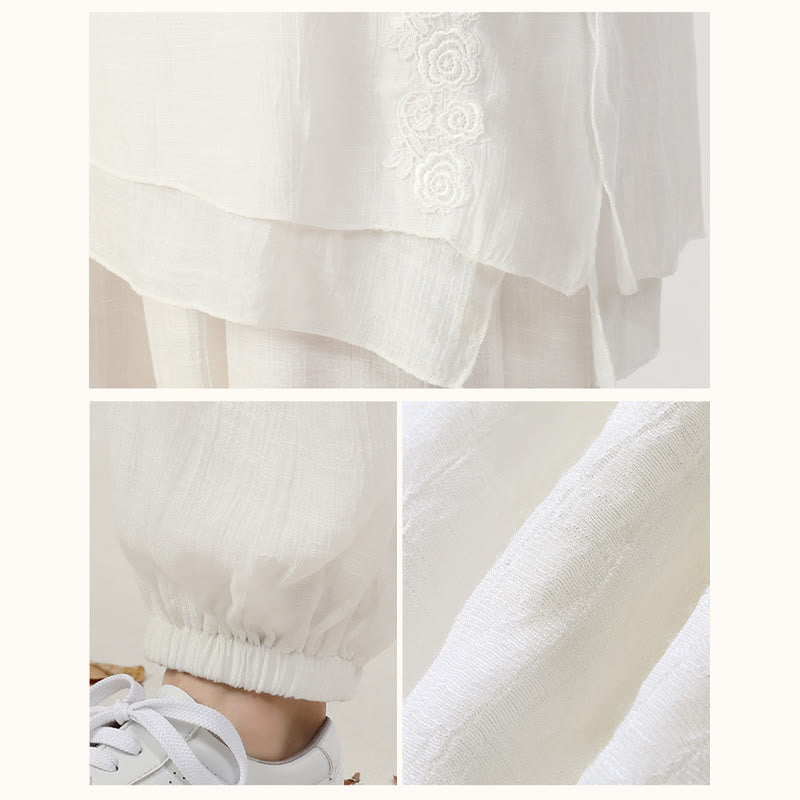 Cotton-Linen Frog-Button Meditation and Tai Chi Two-Piece Set