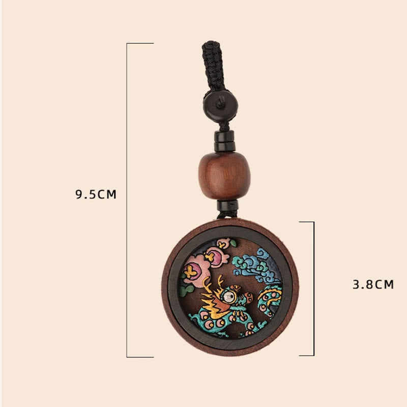 Year Of The Dragon Hand Painted Chinese Zodiac Rosewood Carved Calm Key Chain (Extra 35% Off | USE CODE: FS35)