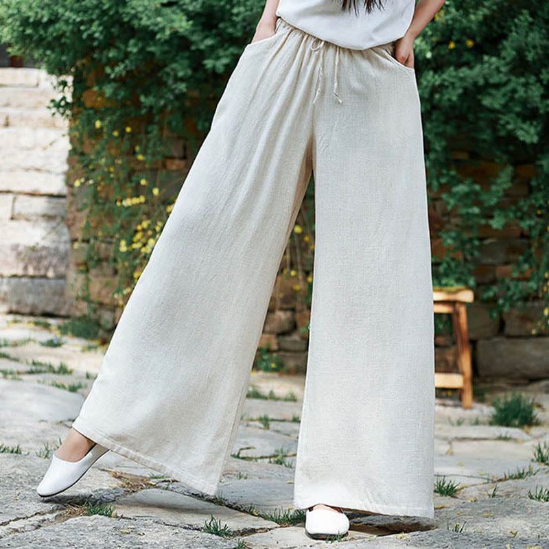 Plain Wide Leg Pants Dance Women's Yoga Pants With Pockets