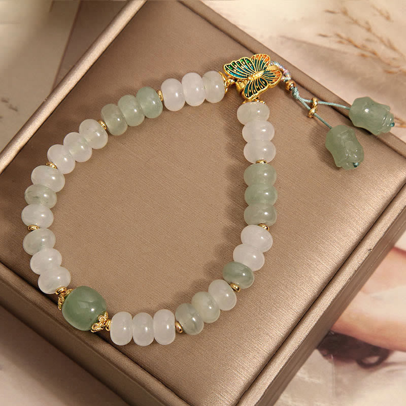 Natural Tianshan Jade Abacus Beads Butterfly Prosperity Bracelet