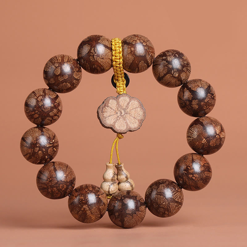 Natural Plum Blossom Wood Large Bead Meditation Bracelet
