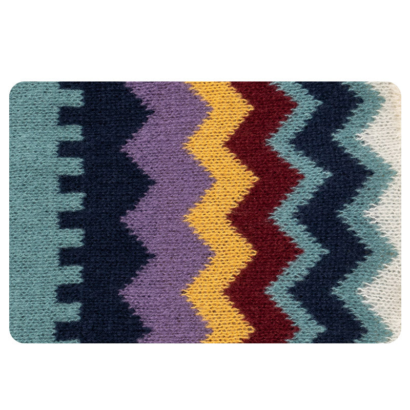 Tibetan Shawl Colorful Striped Wavy Line Tassels Winter Cozy Travel Scarf Wrap