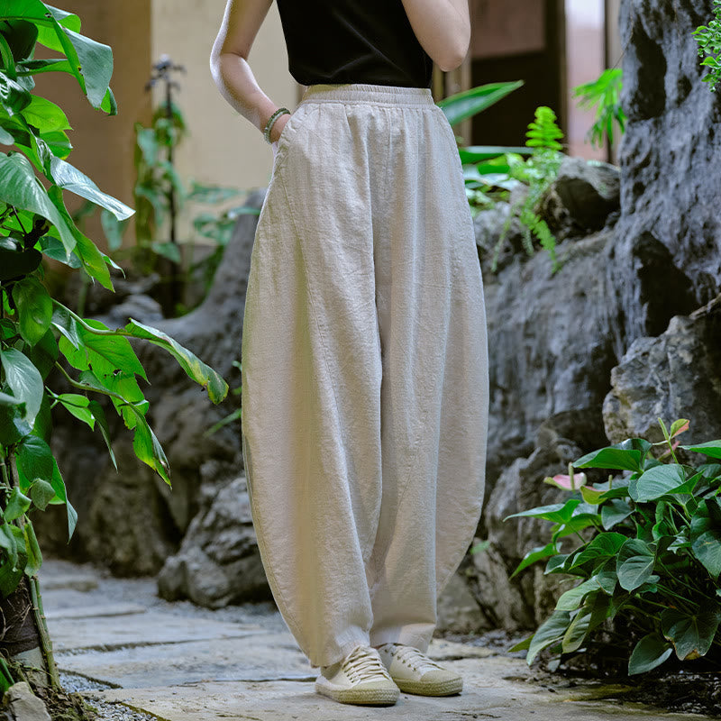 Solid Color Loose Yoga Harem Pants With Pockets