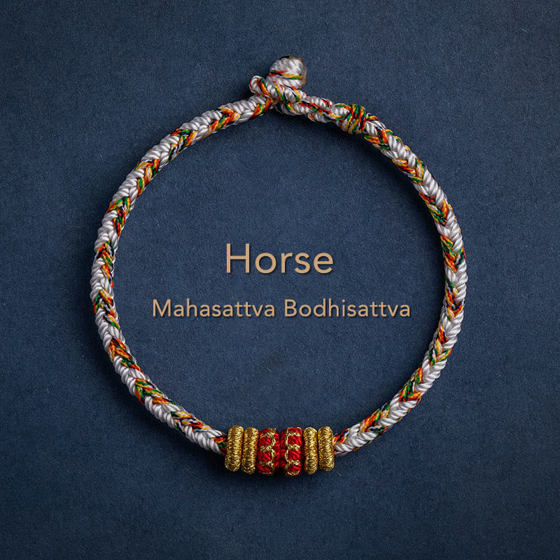 Tibet Handmade Chinese Zodiac Natal Buddha Luck Strength Braided String Bracelet