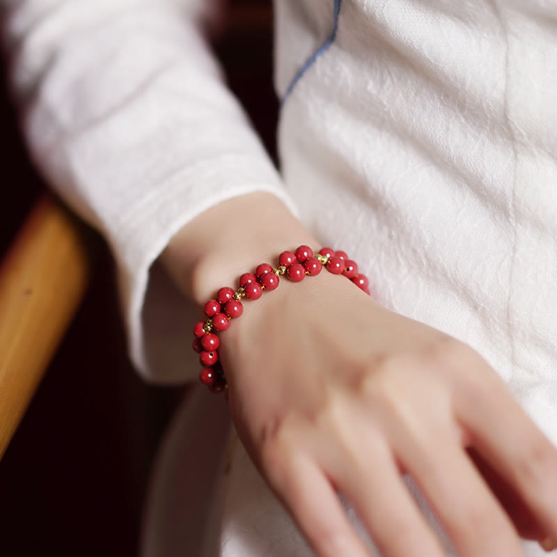 Natural Cinnabar Beaded Grounding Bracelet for Mindfulness