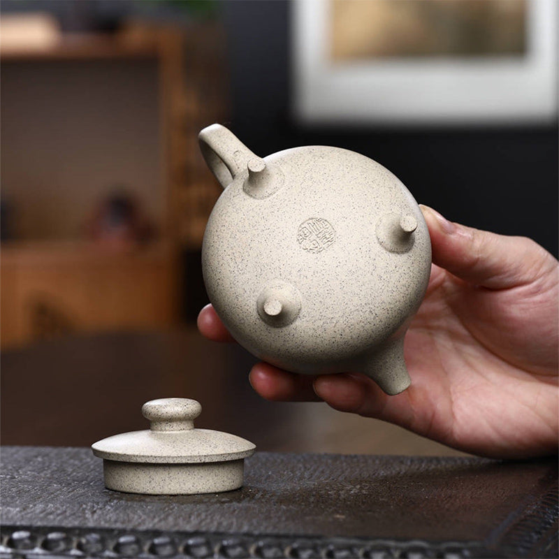 Yixing Semi-handmade Beige Purple Clay Kung Fu Teapot 200ml