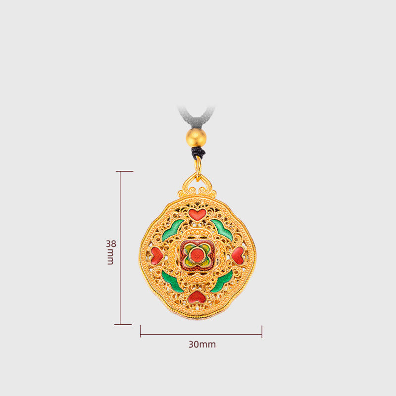 Flower Love Heart Copper Wealth Necklace Pendant (Extra 30% Off | USE CODE: FS30)