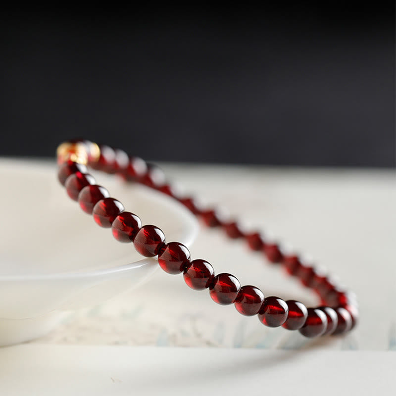 999 Gold Koi Fish Natural Garnet Protection Bracelet