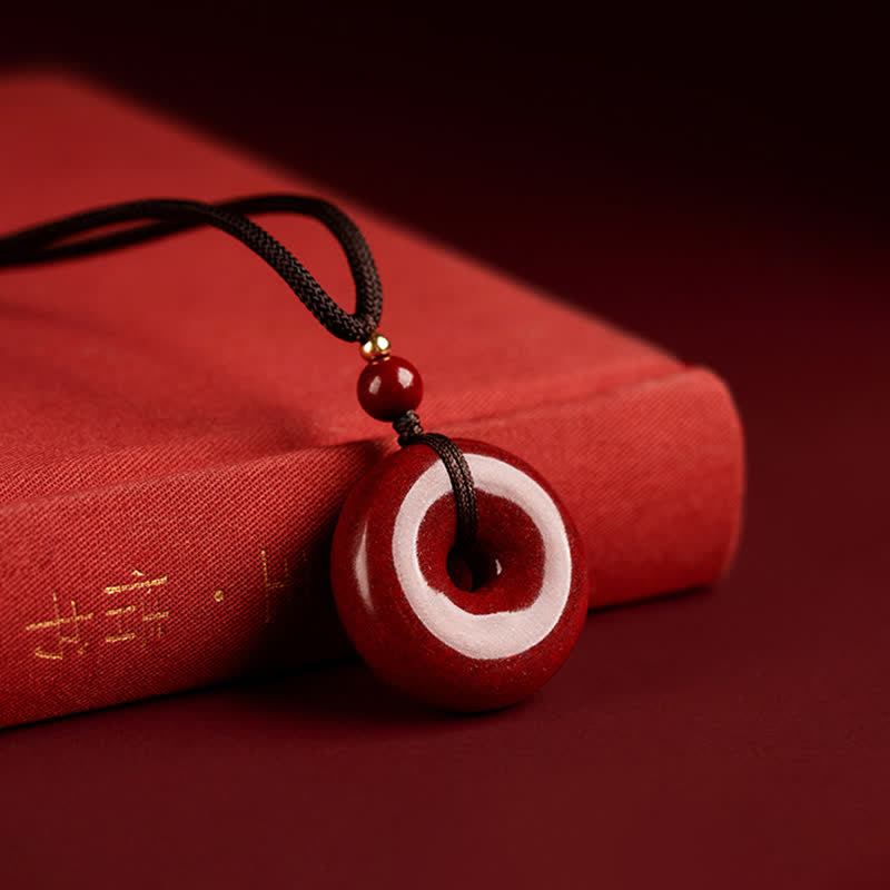 Cinnabar Peace Buckle Calm Blessing Necklace Pendant (Extra 35% Off | USE CODE: FS35)