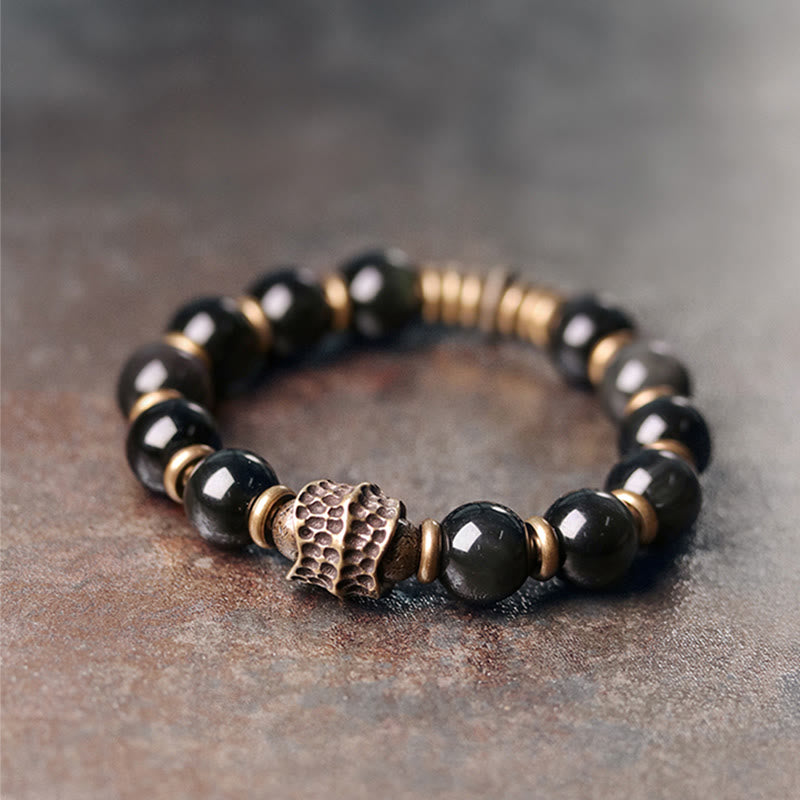 Rainbow Obsidian Copper Love Healing Bracelet