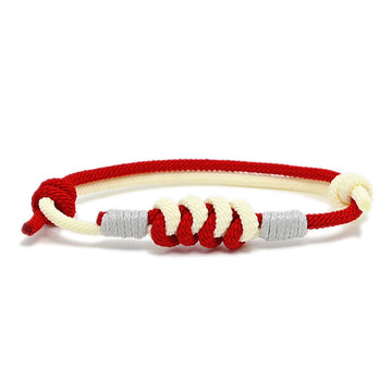 Minimalist Hand-Braided Copper Vajra Knot Red String Bracelet