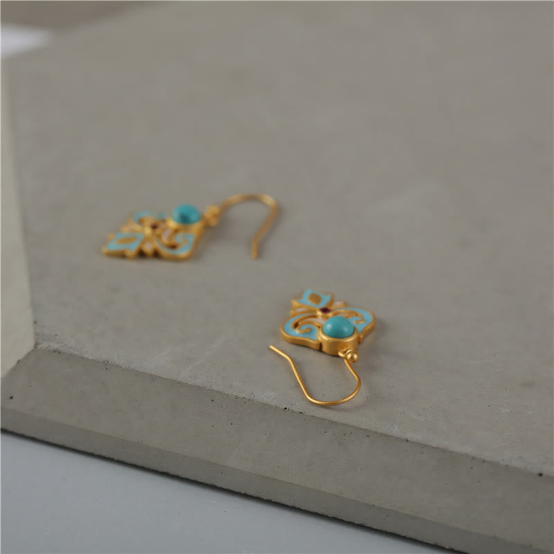 Vibrant Enamel Turquoise and Copper Drop Earrings for Mindful Presence