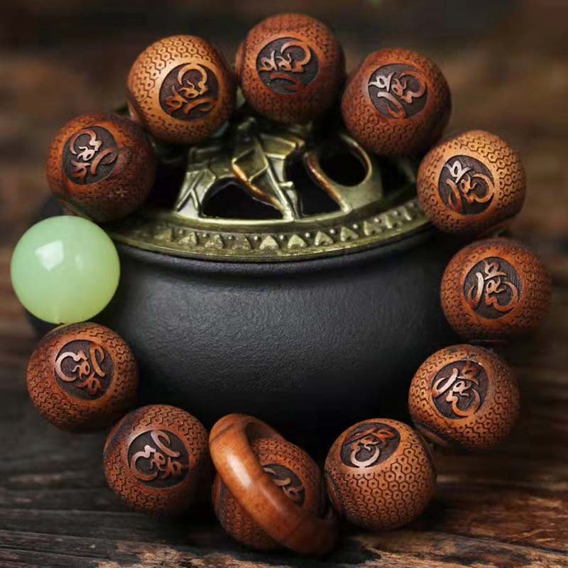Tibetan Rosewood Engraved Tiger Bead Bracelet for Men