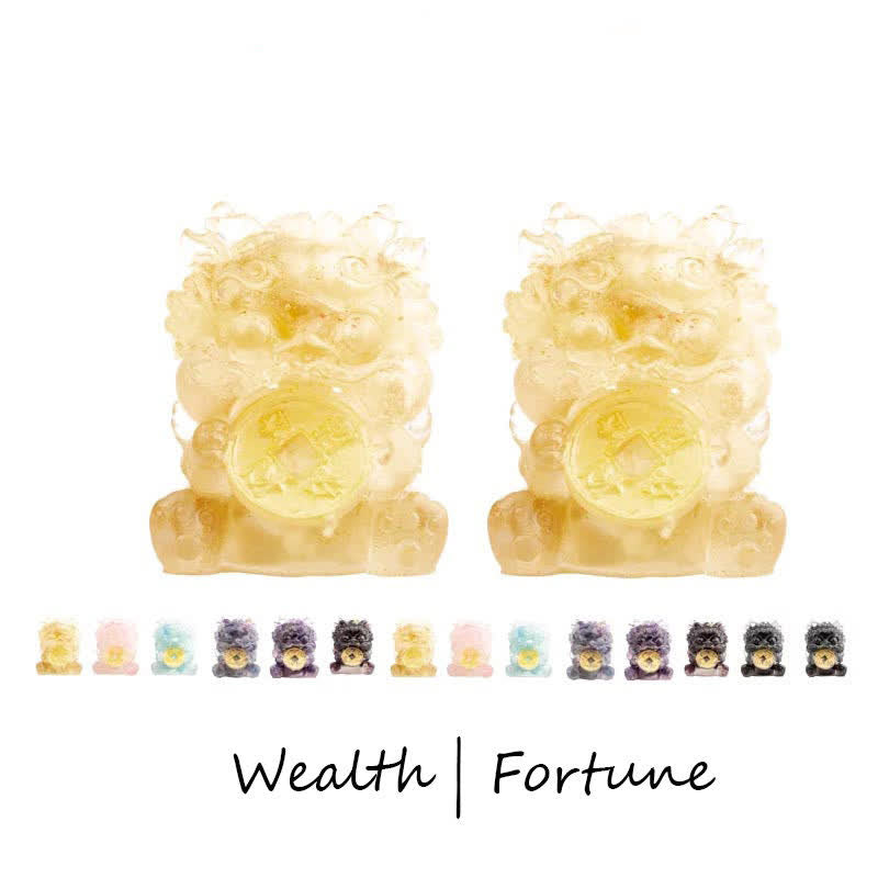 Handmade Cute PiXiu Gold Coin Crystal Fengshui Energy Wealth Fortune Home Decoration