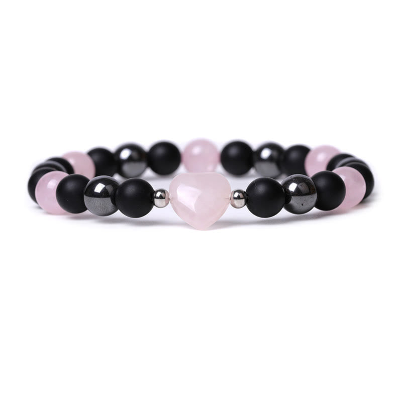 Black Onyx Tiger Eye Stone Crystal Love Heart Protection Bracelet