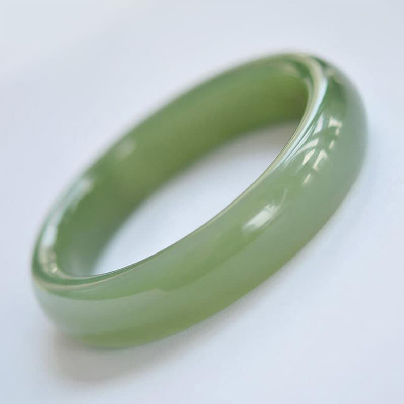 Solid Natural Jade Hand-Polished Energy Bangle Bracelet