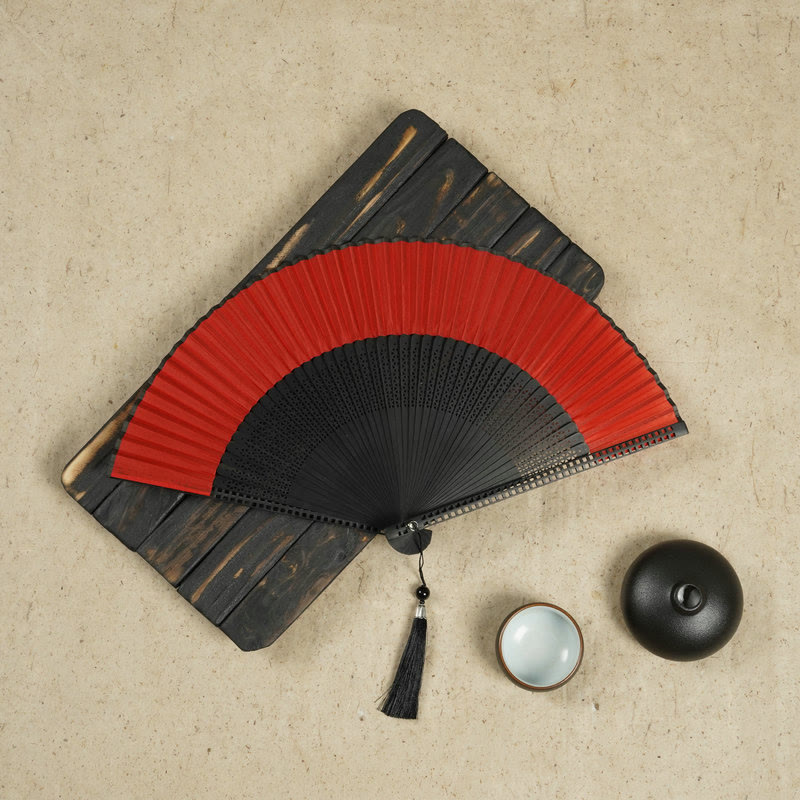 Vintage Handheld Folding Fan With Bamboo Frames