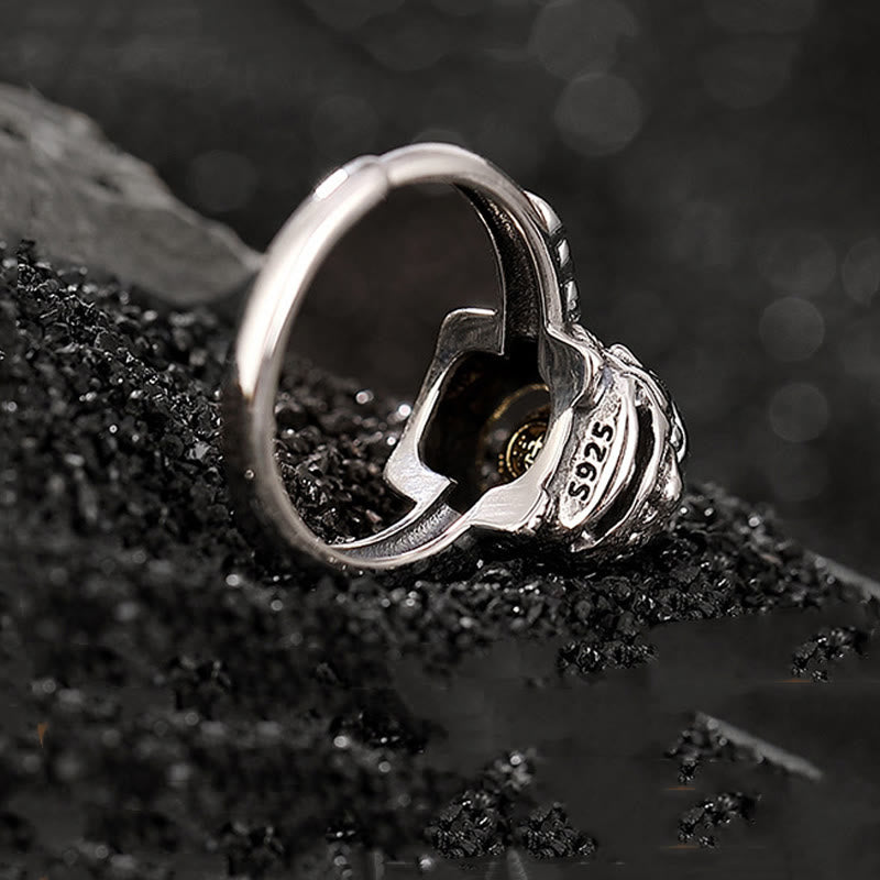 Adjustable 925 Sterling Silver Pixiu Chinese Coin Statement Ring