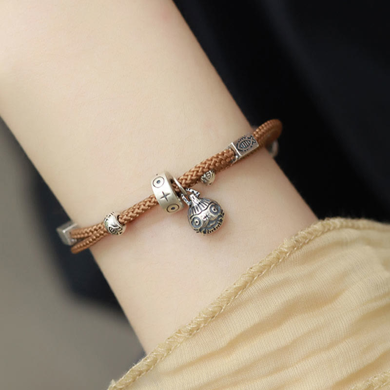 925 Sterling Silver Gold Swallowing Beast Koi Fish Wealth Handcrafted Braided Bracelet
