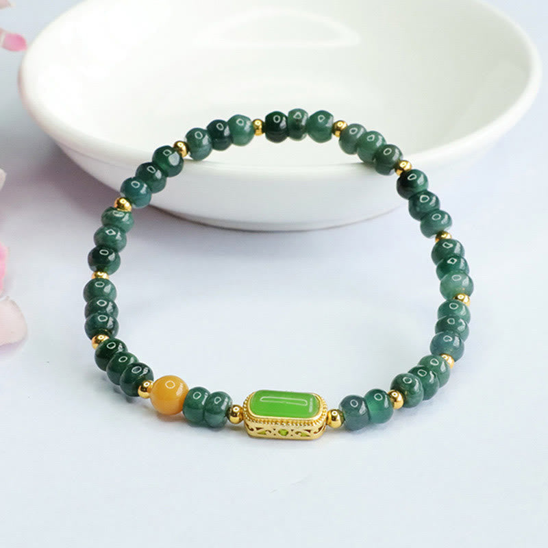 Natural Green Jade Topaz Luck Bracelet