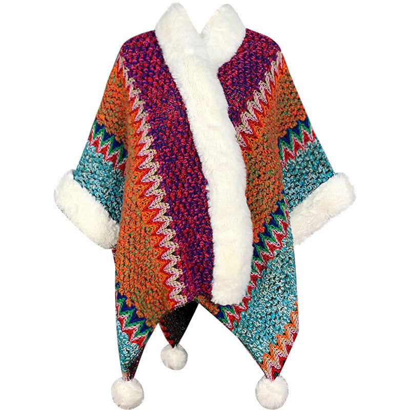 Tactile Striped Knitted Travel Meditation Tibetan Shawl