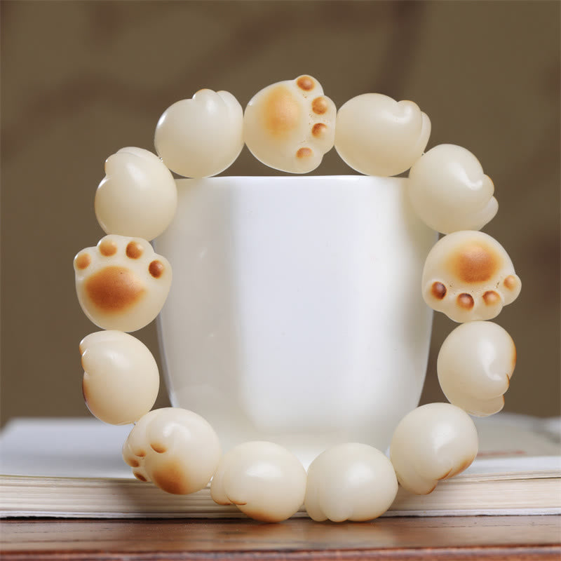 Cute Cat Paw Claw Bodhi Seed Peace Bracelet