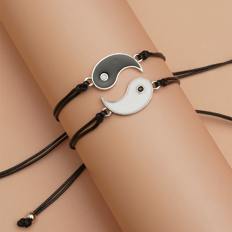 Grounding Hematite Yin Yang Couple Bracelet Set - 2 Pieces