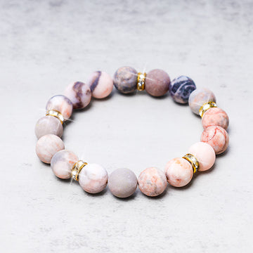 Anxiety Stress Healing Crystal Zebra Jasper Bead Bracelet