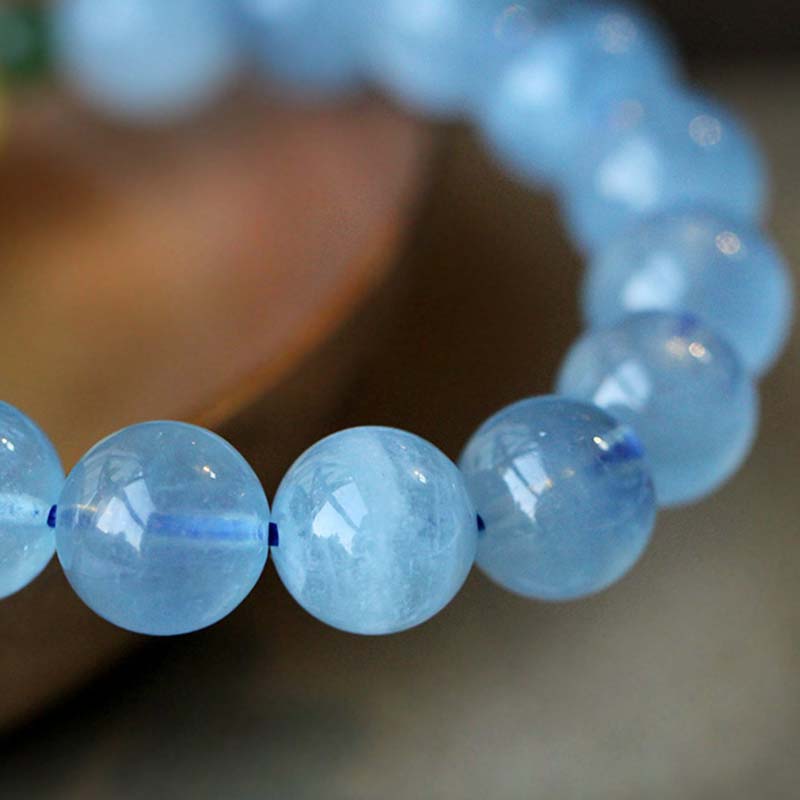 Natural Aquamarine and Amber Beaded Serenity Bracelet