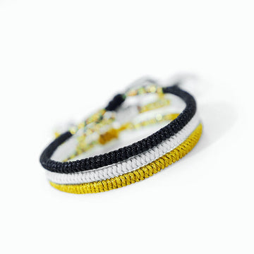 3Pcs Tibetan Handmade Multicolor Vajra Knot Braided Cord Bracelet Set