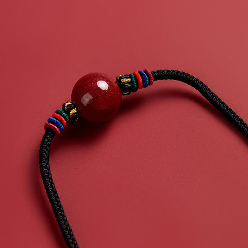 Cinnabar Bead Blessing String Necklace Pendant