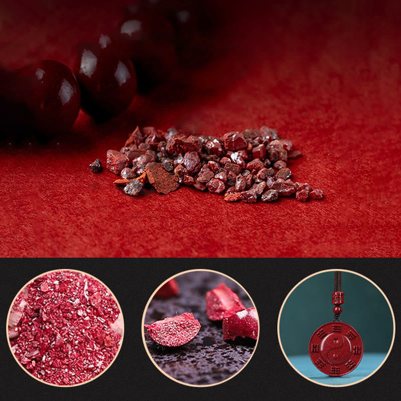 Cinnabar Yin Yang Bagua Blessing Necklace Pendant