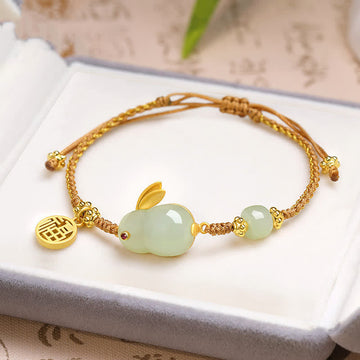 Year of the Rabbit Hetian Jade Happiness Blessing Wealth String Bracelet