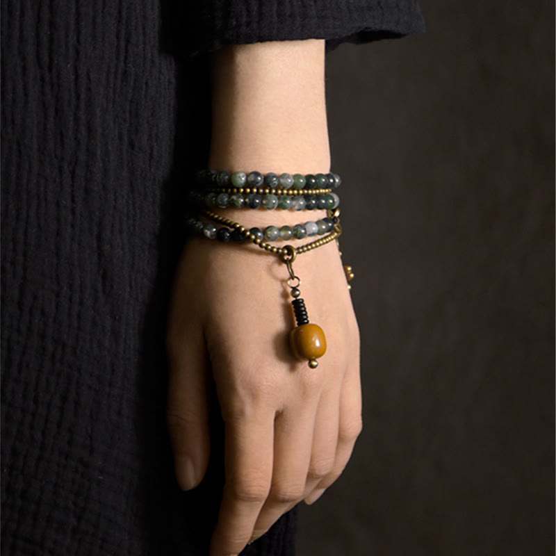 Moss Agate Copper Lucky Multilayer Bracelet