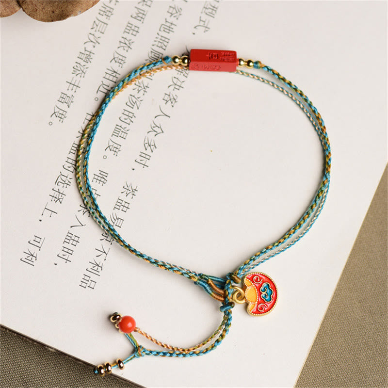 Handmade Cinnabar As One Wishes Blessing Braid Double Layer Bracelet