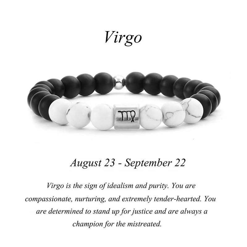 12 Constellations of the Zodiac Natural Frosted Stone White Turquoise Bead Fortune Bracelet