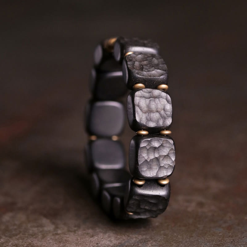 Retro Ebony Wood Texture Style Copper Peace Balance Bracelet