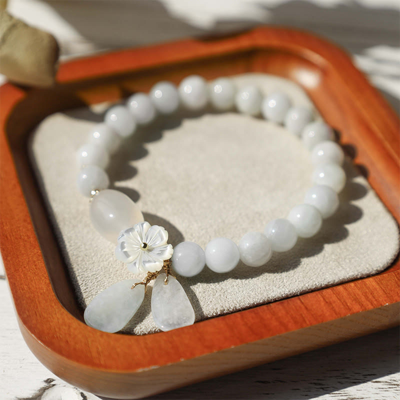 "Hoping for Purity and Peace"Natural White Jade Bracelet Includes Gift Message Card