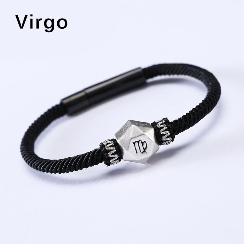 999 Sterling Silver 12 Constellations of the Zodiac Protection Handmade String Bracelet
