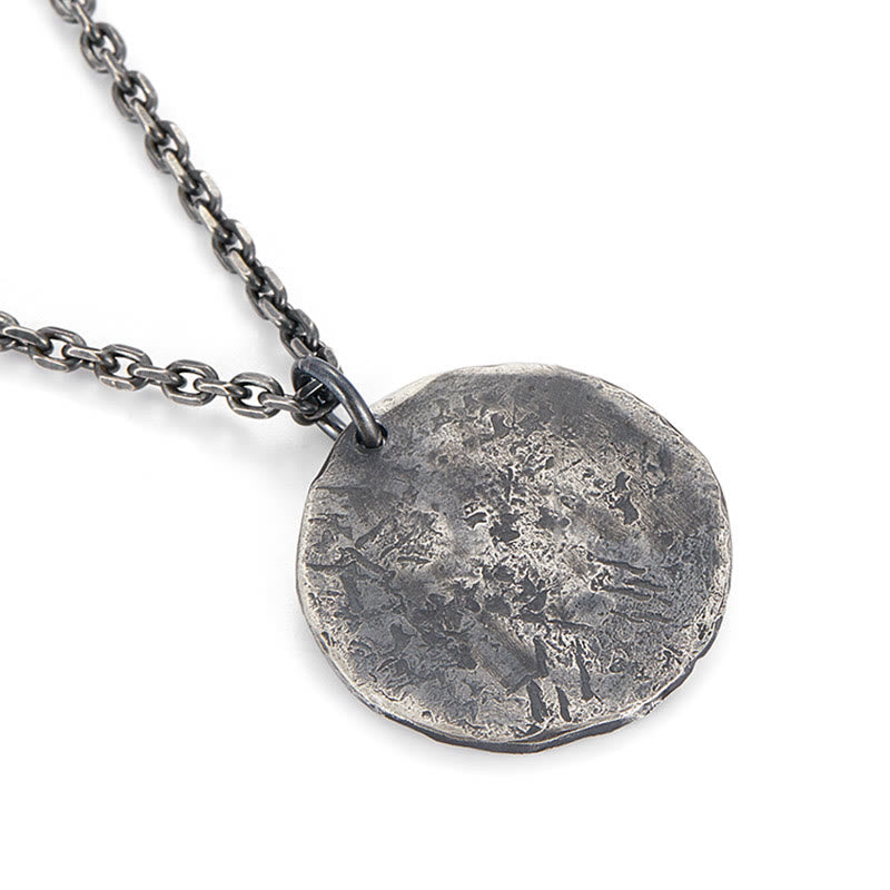 990 Sterling Silver Yin Yang Hammer Texture Harmony Necklace Pendant