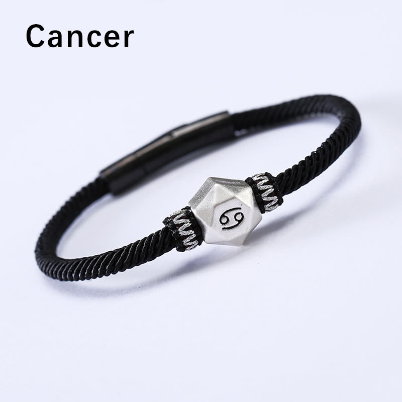 999 Sterling Silver 12 Constellations of the Zodiac Protection Handmade String Bracelet